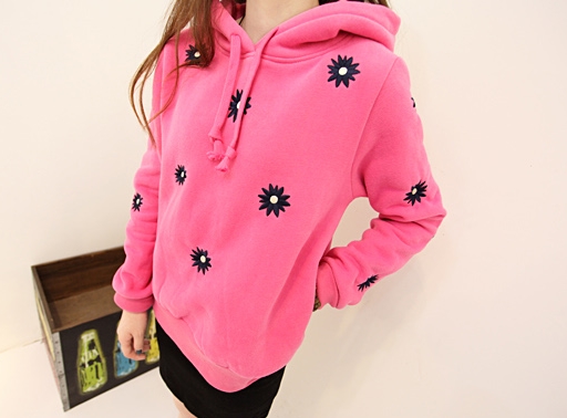 Pre Order - เสื้อกันหนาวแฟชั่น ผ้าขนแกะ ดีไซด์น่ารัก พร้อม Hood : สีชมพู / สีเทา / สีเขียว / สีดำ