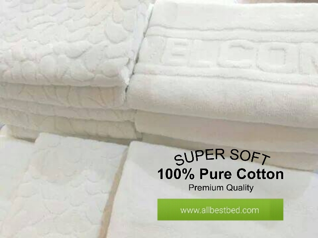 ผ้าขนหนูโรงแรม ขนคู่ สีขาว Pure Cotton100% เกรด A ทอขอบในตัว