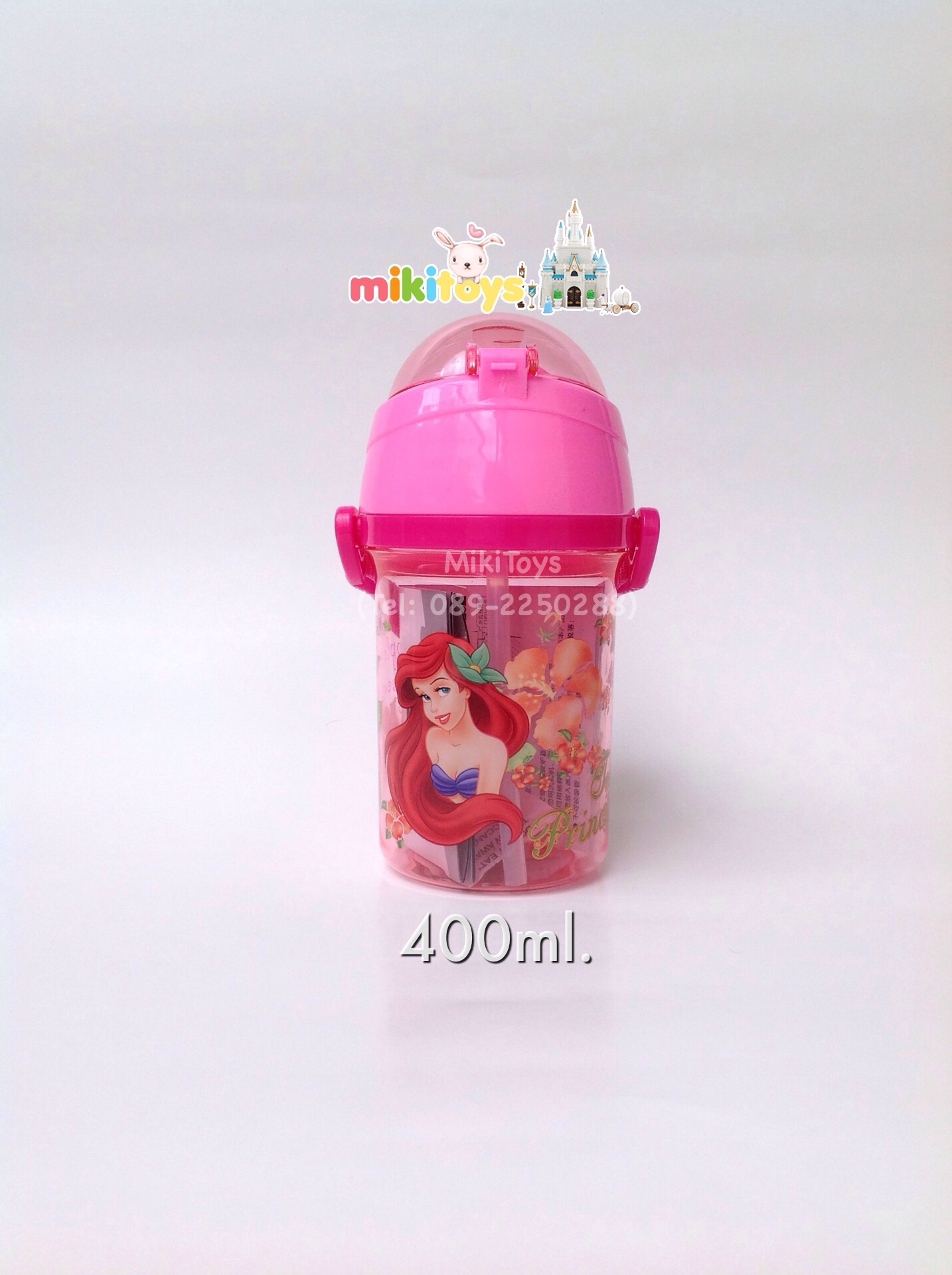 กระติกน้ำเจ้าหญิง ดิสนีย์ Princess Disney 400ml. #Tropical princess สีชมพูจี๊ดๆลายสวยมากๆ *BPA Freeปลอดภัย(ฟรีค่าจัดส่ง)