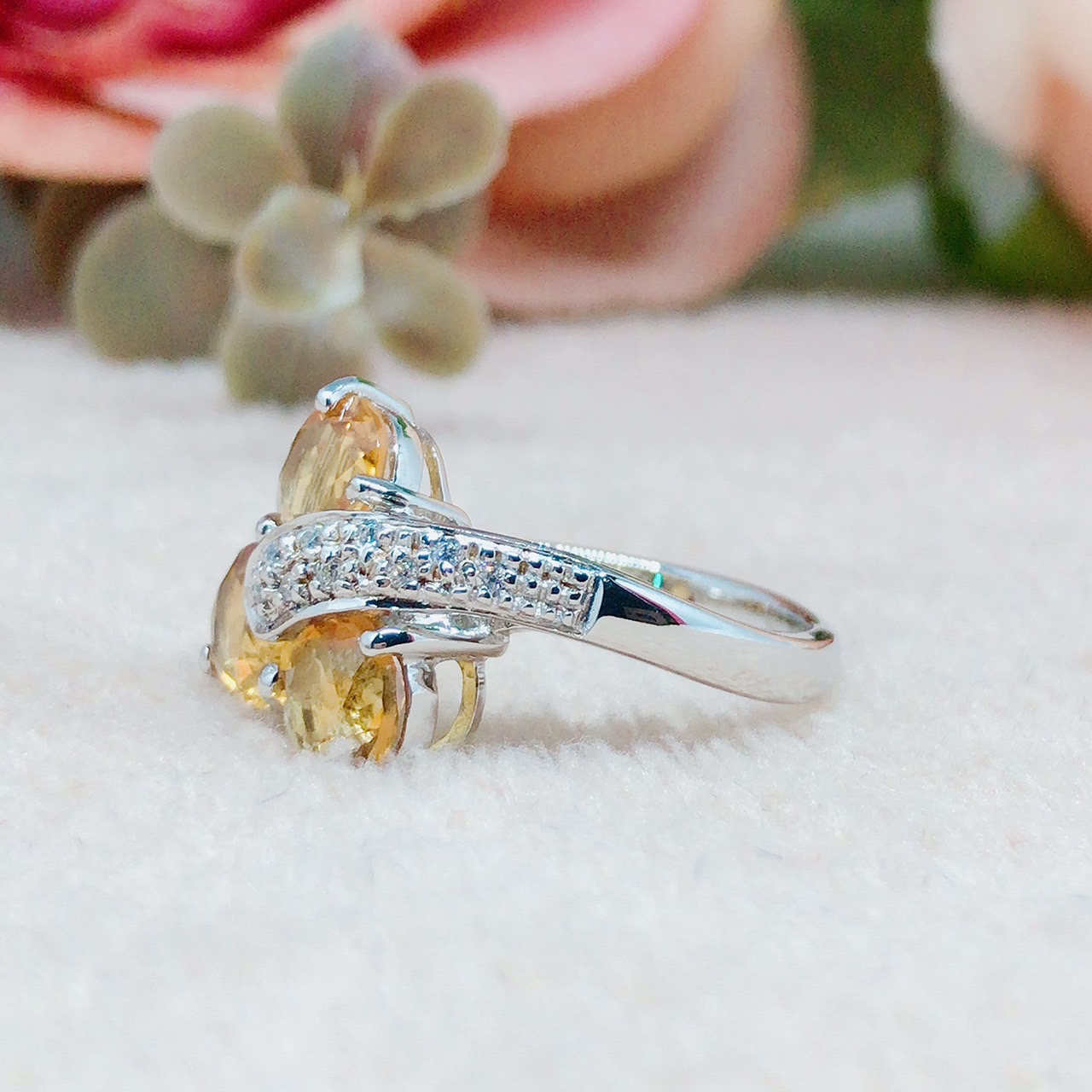 แหวนเงินแท้ พลอยซิทรีนแท้(ราศีพิจิก)