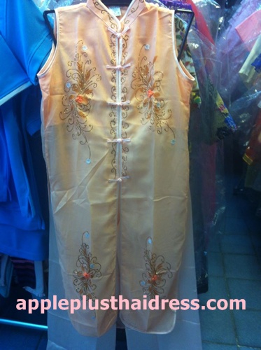 AVN32 ชุดเวียดนามหญิงแขนกุด สีโอรส