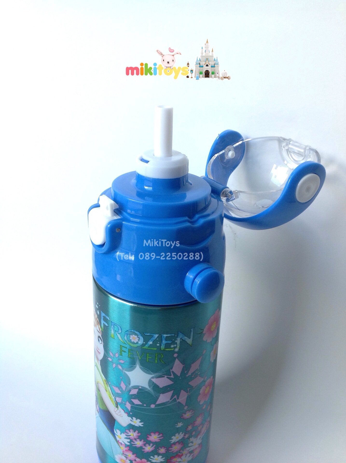 กระติกน้ำรุ่นเก็บอุณหภูมิ FROZEN Fever (โฟรเซน ฟีเวอร์) สีฟ้า ลายใหม่น่ารักมากๆๆ สามารถเก็บอุณหภูมิได้ทั้ง ร้อน และ เย็น