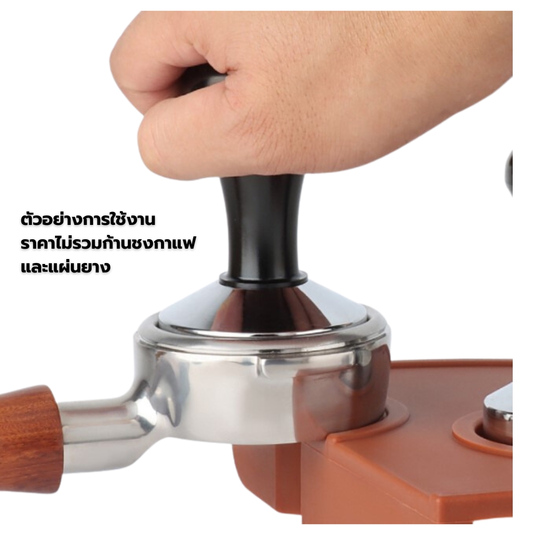 แทมเปอร์ที่กดผงกาแฟสแตนเลสด้ามจับสีดำ 58 มม.หนัก 435 กรัม รหัส 1834