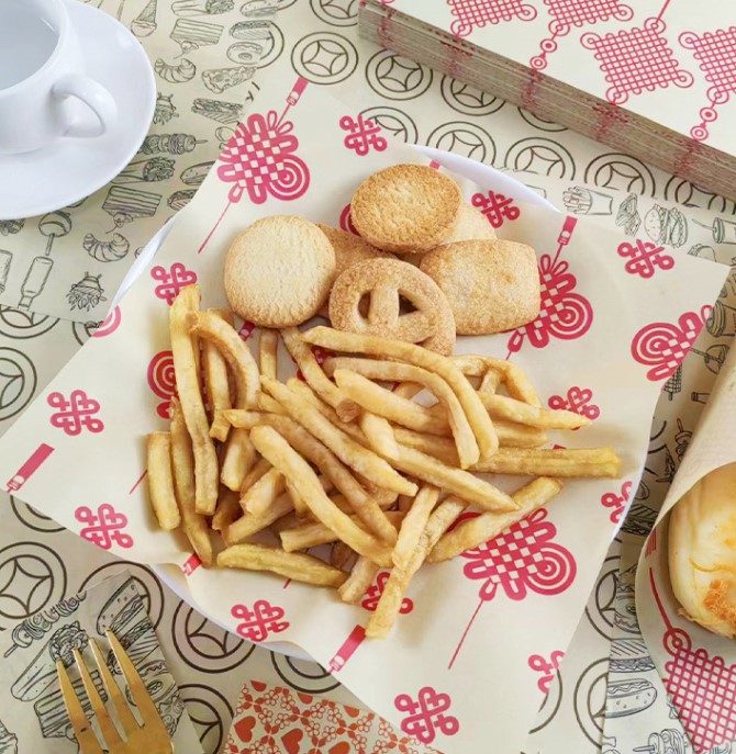 กระดาษไขรองอาหาร (Greaseproof paper) เคลือบกันน้ำ-น้ำมัน แพ็ค 500 ชิ้น