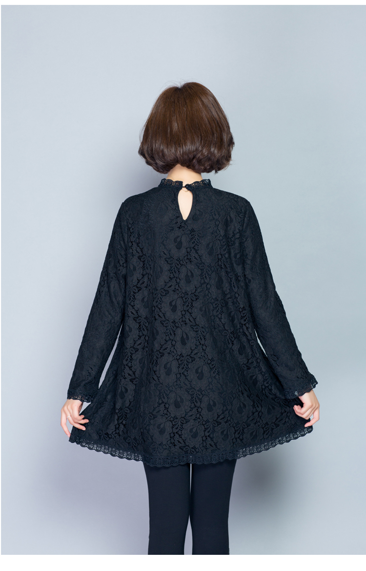 PreOrderคนอ้วน - เสื้อกันหนาวแฟชั่น ผ้าลูกไม้ ด้านในเป็นกำมะหยี่ สี : ดำ / ไวน์แดง