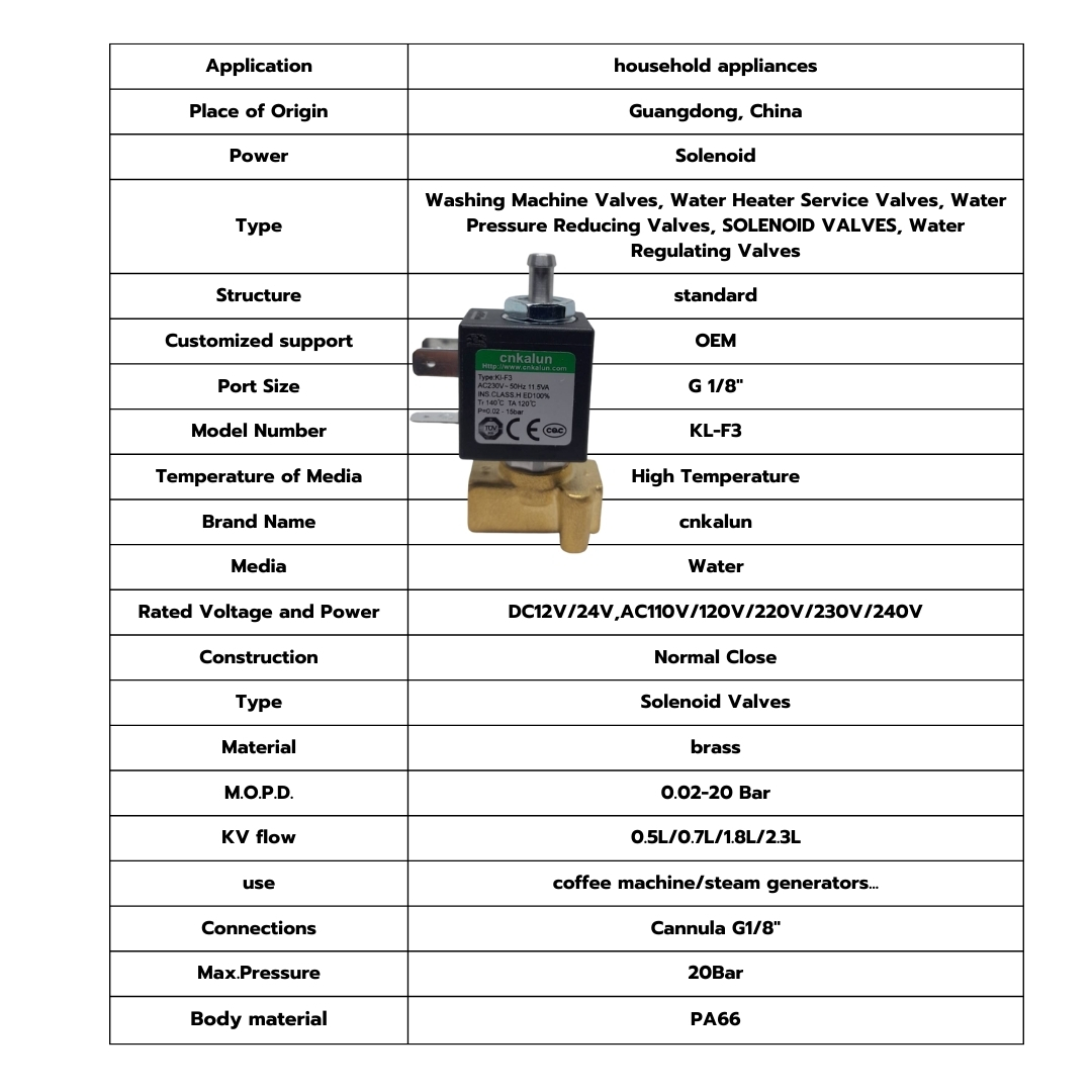 อะไหล่โซลินอยด์วาล์สามทาง Cnkalun รุ่น KI-F3 สำหรับเครื่องชงกาแฟ รหัส 2714