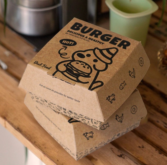 กล่องใส่เบอร์เกอร์ กระดาษ Food Grade เคลือบกันไขมัน (grease-proof paper) แพ็ค 50 ชิ้น