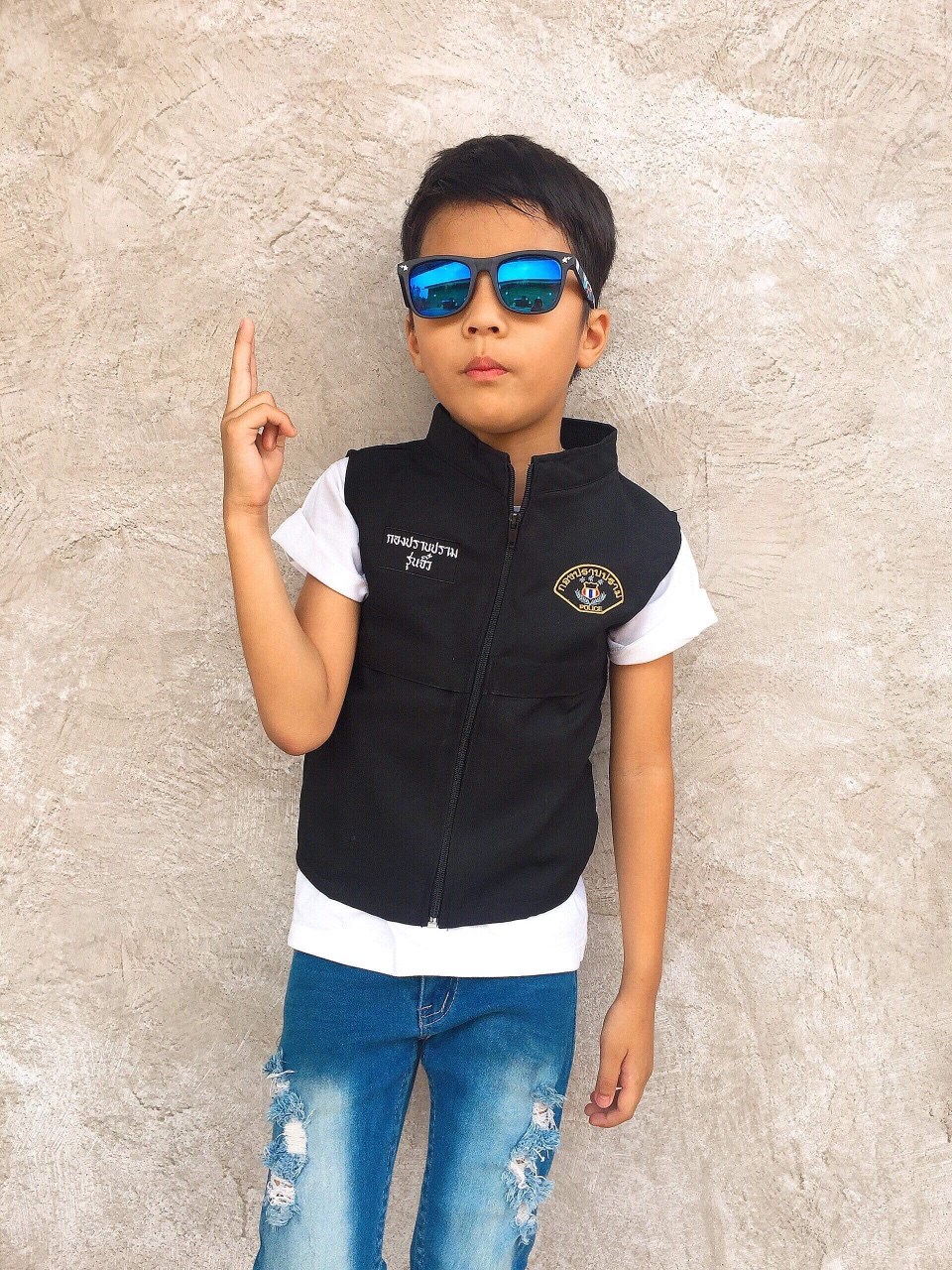 เสื้อกั๊กตำรวจกองปราบรุ่นจิ๋วชุดอาชีพในฝันสำหรับเด็ก