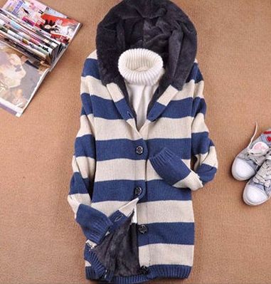 PreOrder - เสื้อกันหนาวแฟชั่นเกาหลี ฟรีไซส์ ชั้่นนอกเป็นไหมพรมถัก ข้างในเป็นผ้ากำมะหยี่ สี : แดง / น้ำเงิน / เขียว / กากี