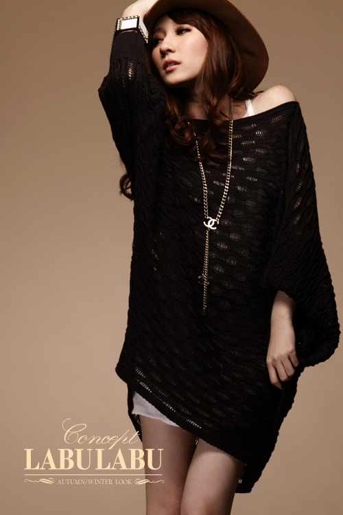 PreOrderคนอ้วน - เสื้อกันหนาวแฟชั่น ไซส์ใหญ่ คนอ้วน ผ้าถักลายไม่หนา ตัวไหนยืดได้เยอะ ตัวยาวใส่สวย ๆ สี : ดำ / เบจ