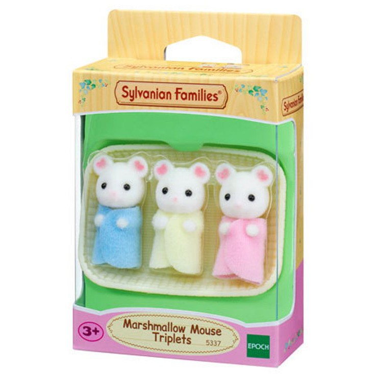 Sylvanian Families Marshmallow Mouse Triplets ครอบครัวซิลวาเนียน แฟมิลี่ หนูมาร์ชเมลโล่ แฝดสาม พร้อมเตียงสามชั้น สุดคุ้ม!!!