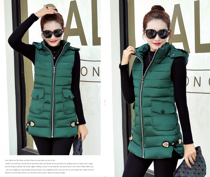 PreOrderคนอ้วน - เสื้อกั๊กแฟชั่น ผ้าร่มบุนวม มี Hood มีลายด้านหลัง สี : แดง / ดำ / น้ำเงิน / เขียวทหาร / ชมพู / เหลือง / ขาวครีม / เขียวใบไม้ / เทา