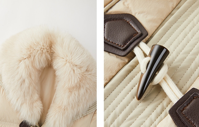 2324-0018 แจ๊คเก็ตบุขนเป็ดขาว ปกเสื้อจะมีขนมิ้งค์ถอดออกได้ค่ะ