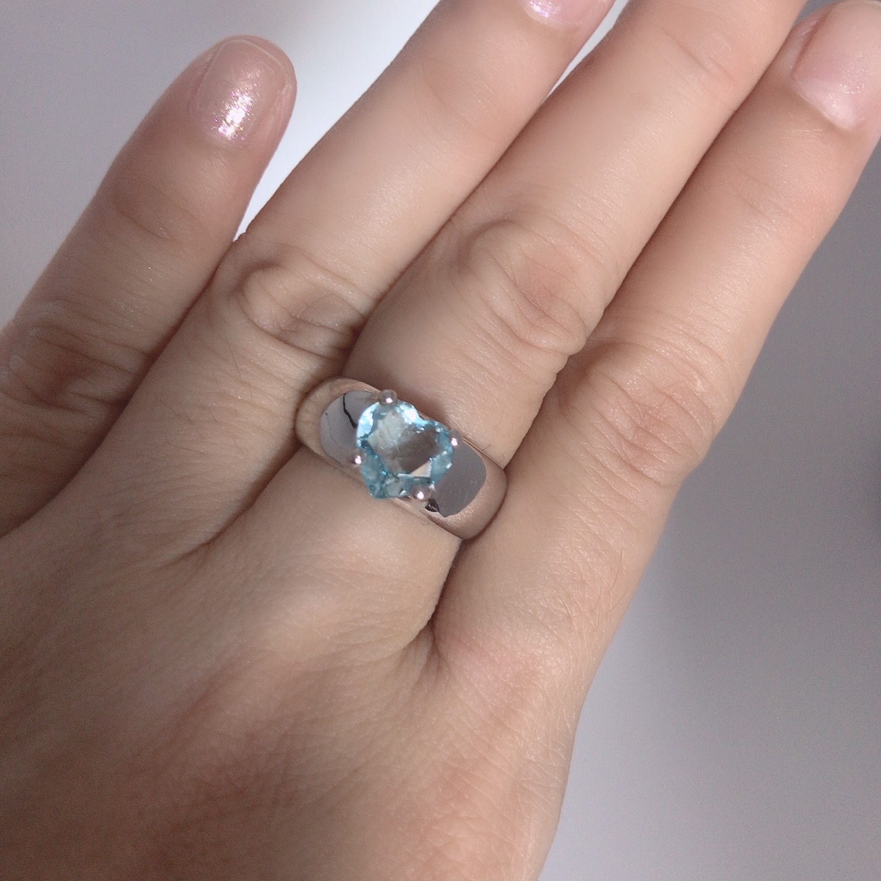 แหวนเงินแท้ พลอยบลูโทแพสแท้(ราศีธนู)