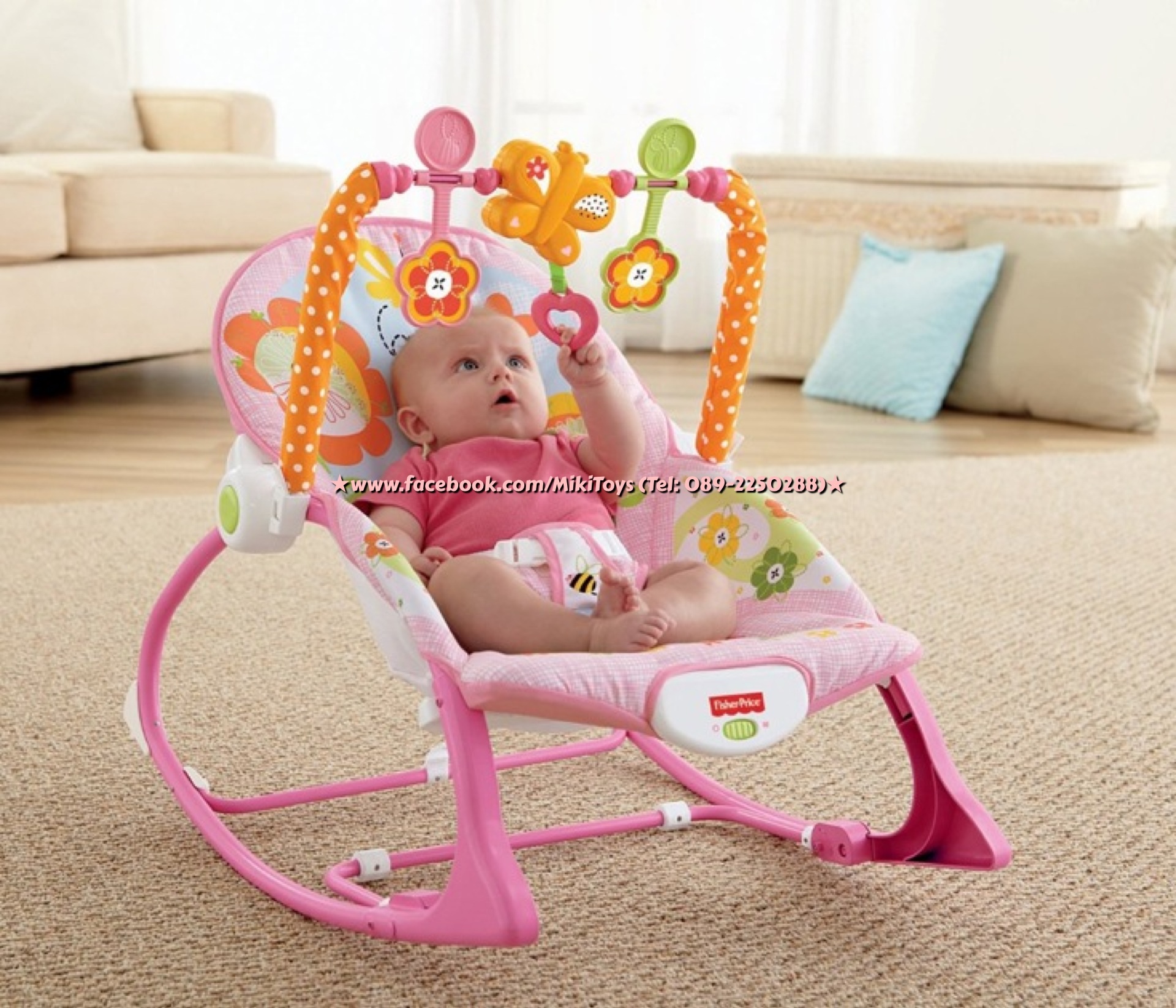 เปลโยก/เก้าอี้โยก fisher-price infant-to-toddler rocker bunny ลายดอกไม้ สวยหวาน น่ารักที่สุดจ้า