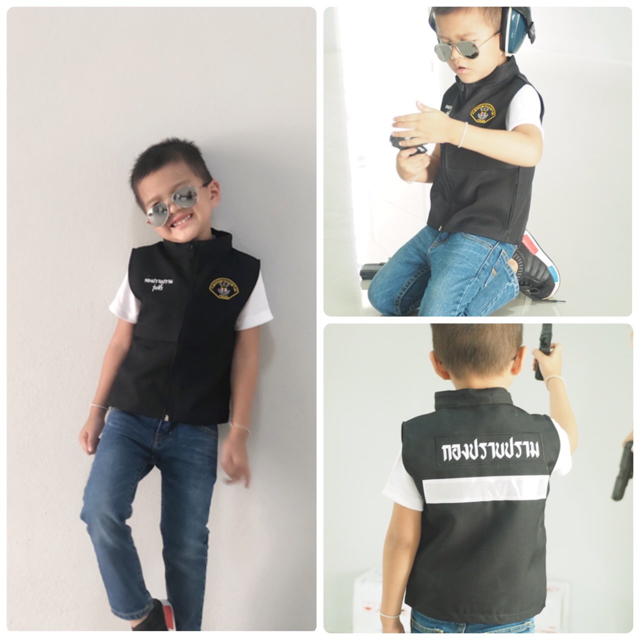 เสื้อกั๊กตำรวจกองปราบรุ่นจิ๋วชุดอาชีพในฝันสำหรับเด็ก
