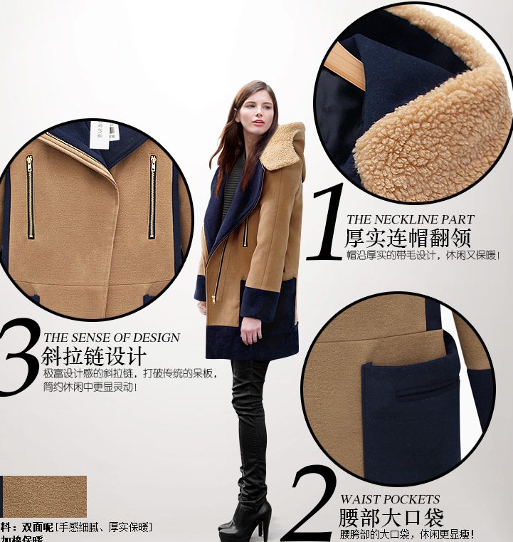 PreOrderคนอ้วน - เสื้อกันหนาวแฟชั่น ไซส์ใหญ่ คนอ้วน เสื้อโค้ทผ้าขนสัตว์ หนา สี : เทา / น้ำตาล