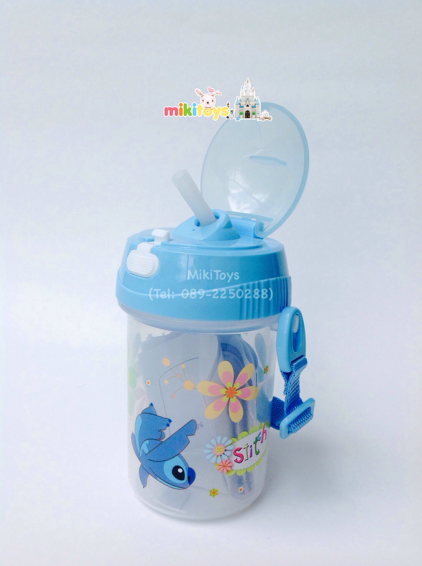 กระติกน้ำ สติทช์ Stitch ขนาด350ml. สีฟ้า ท่อนล่างขุ่น (ฟรีค่าจัดส่ง)