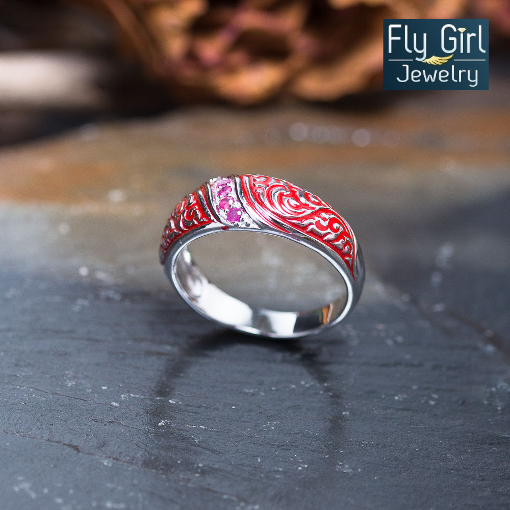 แหวนเงินแท้ พลอยทับทิมแท้(ราศีกรกฎ)