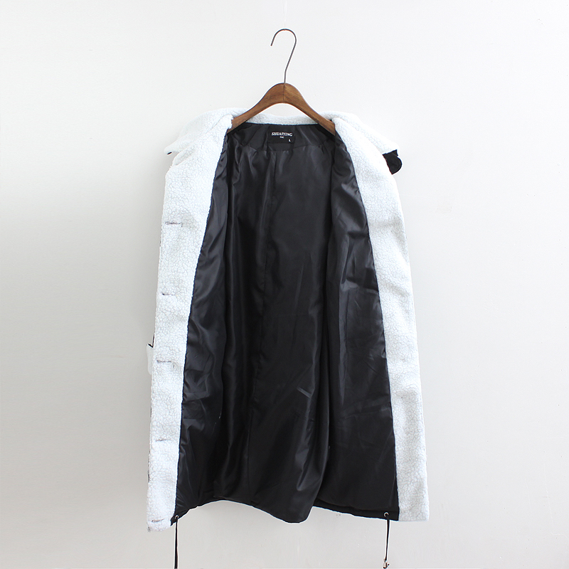 PreOrderคนอ้วน - เสื้อกันหนาวแฟชั่น ตัวยาว ผ้าร่ม บุนวม และขนสัตว์คอ ข้อมือ กระดุม Hood ถอดได้ สี : เหลือง / ดำ