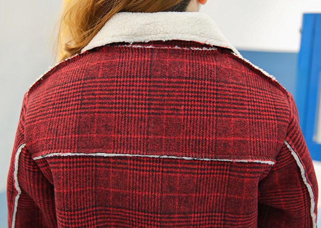 PreOrderคนอ้วน - เสื้อกันหนาว ไซส์ใหญ่ แจ็คเก็ตผ้าขนสัตว์ สี : เทา / แดง