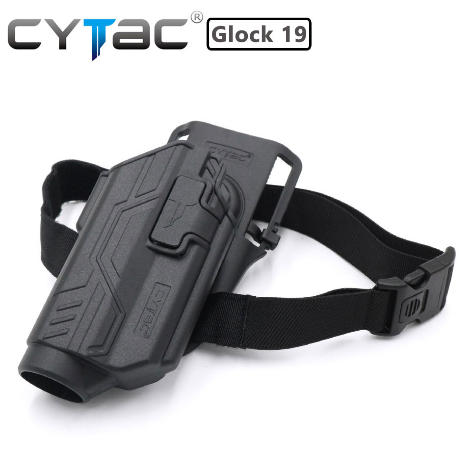 (งานแท้) ซองปืน G17/G19 ติดไฟฉาย + เพลทลดต่ำ + รัดขา ยี่ห้อ Cytac