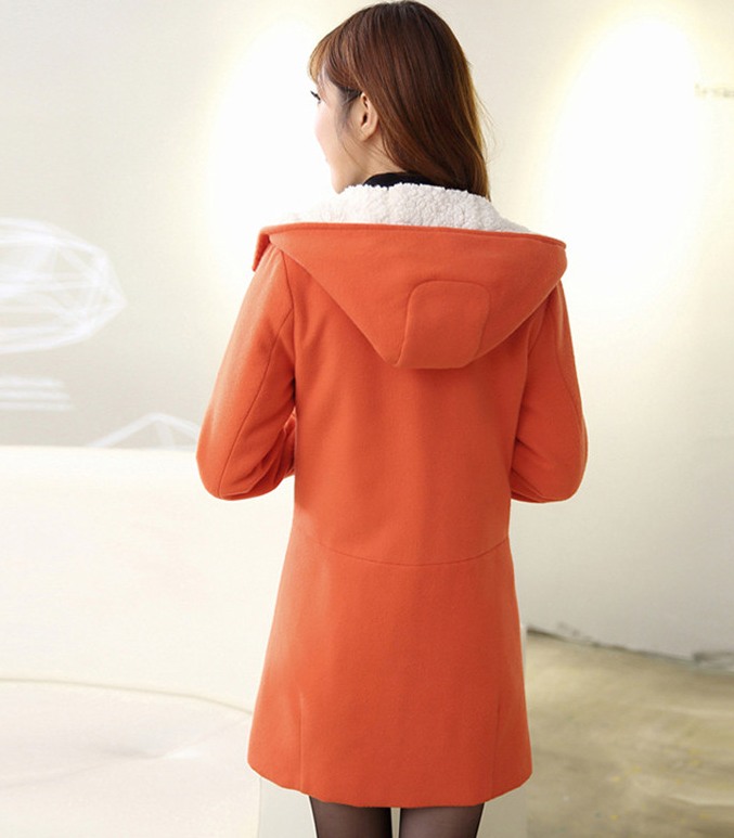 PreOrderเสื้อผ้าคนอ้วน - เสื้อโค้ทกันหนาวไซส์ใหญ่ มีHood ผ้าวูลขนสัตว์ (ใส่ได้ด้านเดียว) สี : เทา / ส้ม