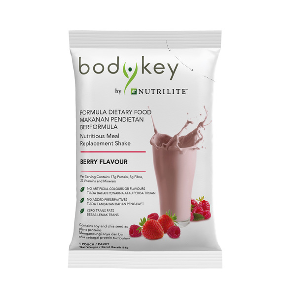 BodyKey by Nutrilite Meal Replacement Shake (Berry) บอดี้คีย์ รสเบอร์รี่ อาหารเสริมลดน้ำหนัก ด้วยวิธีทดแทนมื้ออาหาร