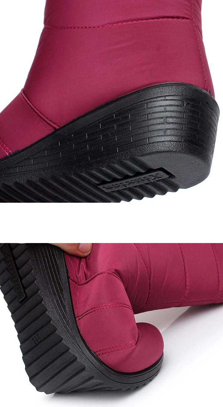 Pre Order - รองเท้ากันหนาว รองเท้าลุยหิมะ ผ้าร่มกันน้ำ ข้างในบุกำมะหยี่ สูง 30cm สี : ดำ / ไวน์แดง ไซส์ 35 / 36 / 37 / 38 / 39 / 40