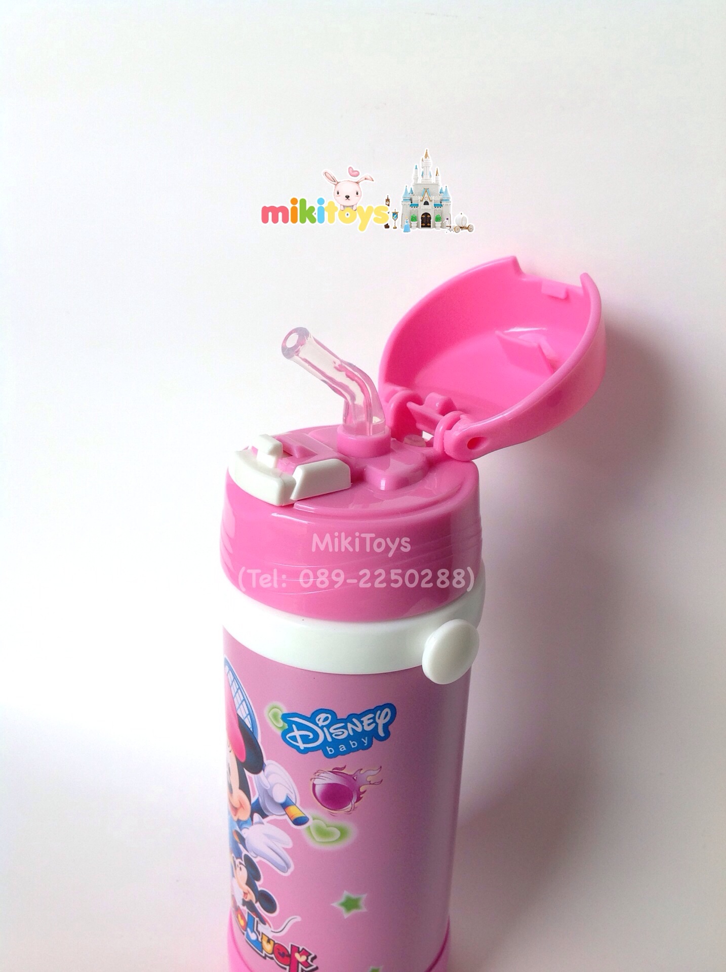 กระติกน้ำมินนี่เมาส์ Disney Minnie Mouse #goodluck สีชมพู สกรีนลายด้านเดียว(ฟรีค่าจัดส่ง)