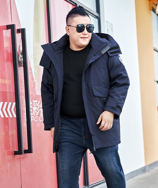 M2324-0026 โค้ทผู้ชายไซส์ใหญ่ ขนเป็ด กันน้ำ หล่อเท่ ๆ ซับถอดได้ ไม่ติดซิปหน้า