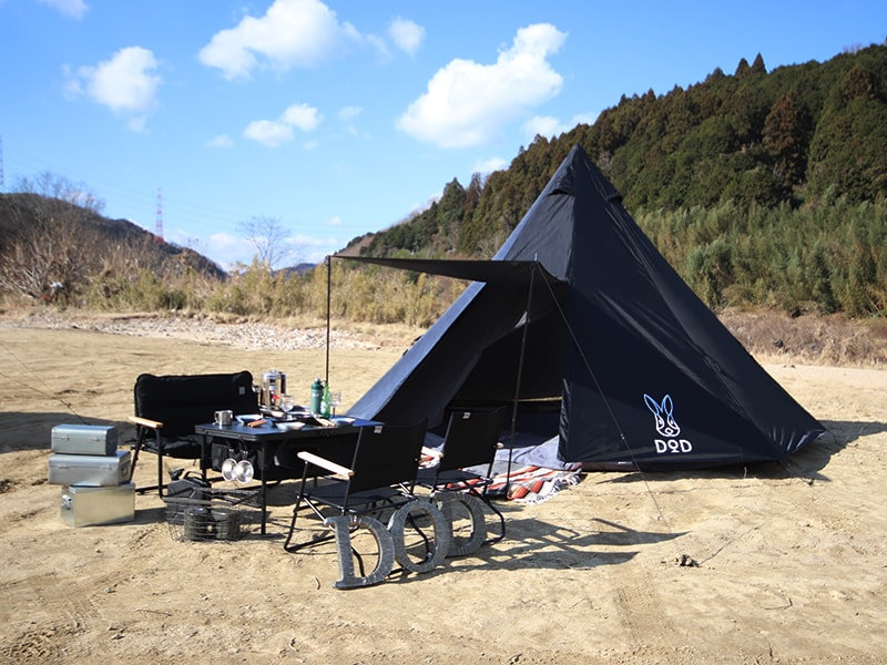 DOD one pole tent T5-47-BK Size M เต็นท์กระโจม ดีโอดี เต็นท์เสาเดียว ขนาดกลาง M สีดำ นอนได้ 5คน จากประเทศญี่ปุ่น