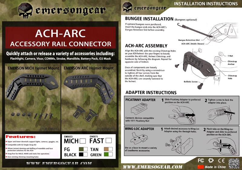 รางติดหมวก (ชุด) FAST และ MICH
