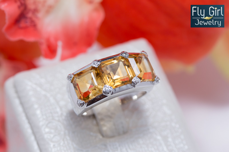 แหวนเงินแท้ พลอยซิทรีนแท้(ราศีพิจิก)