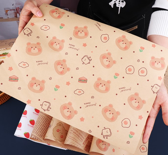 กระดาษไขรองอาหาร (Greaseproof paper) เคลือบกันน้ำ-น้ำมัน ขนาด 28x38 ซม. แพ็ค 200 ชิ้น