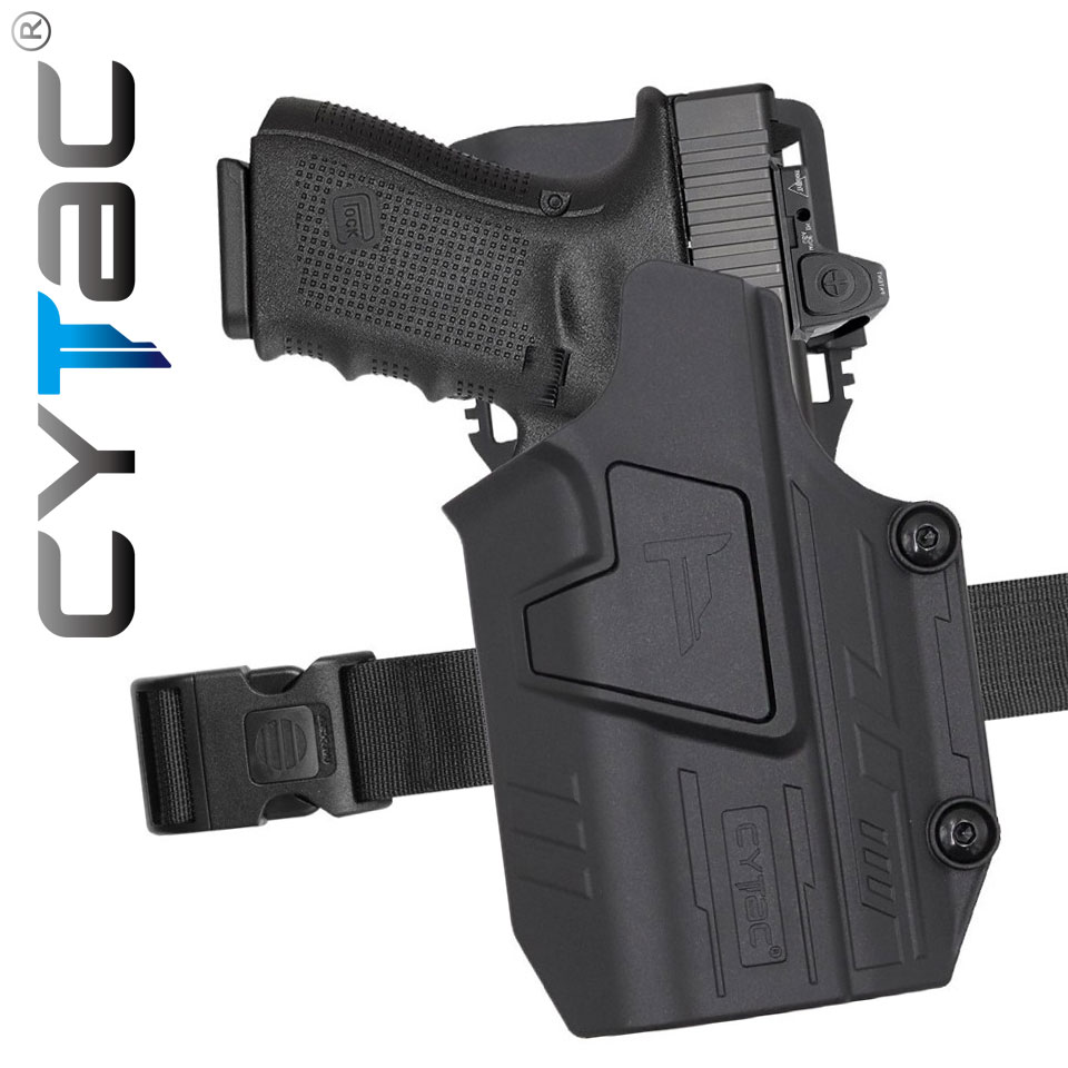 (งานแท้) ซองปืน Mega-Fit ติดไฟฉาย + เพลทลดต่ำ + รัดขา ยี่ห้อ Cytac