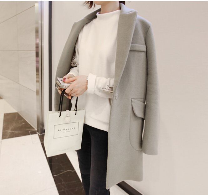 PreOrderเสื้อผ้าคนอ้วน - เสื้อโค้ทกันหนาวไซส์ใหญ่ แจ็คเก็ตขนสัตว์ตัวยาว สี : เทา / ไวน์แดง / ดำ