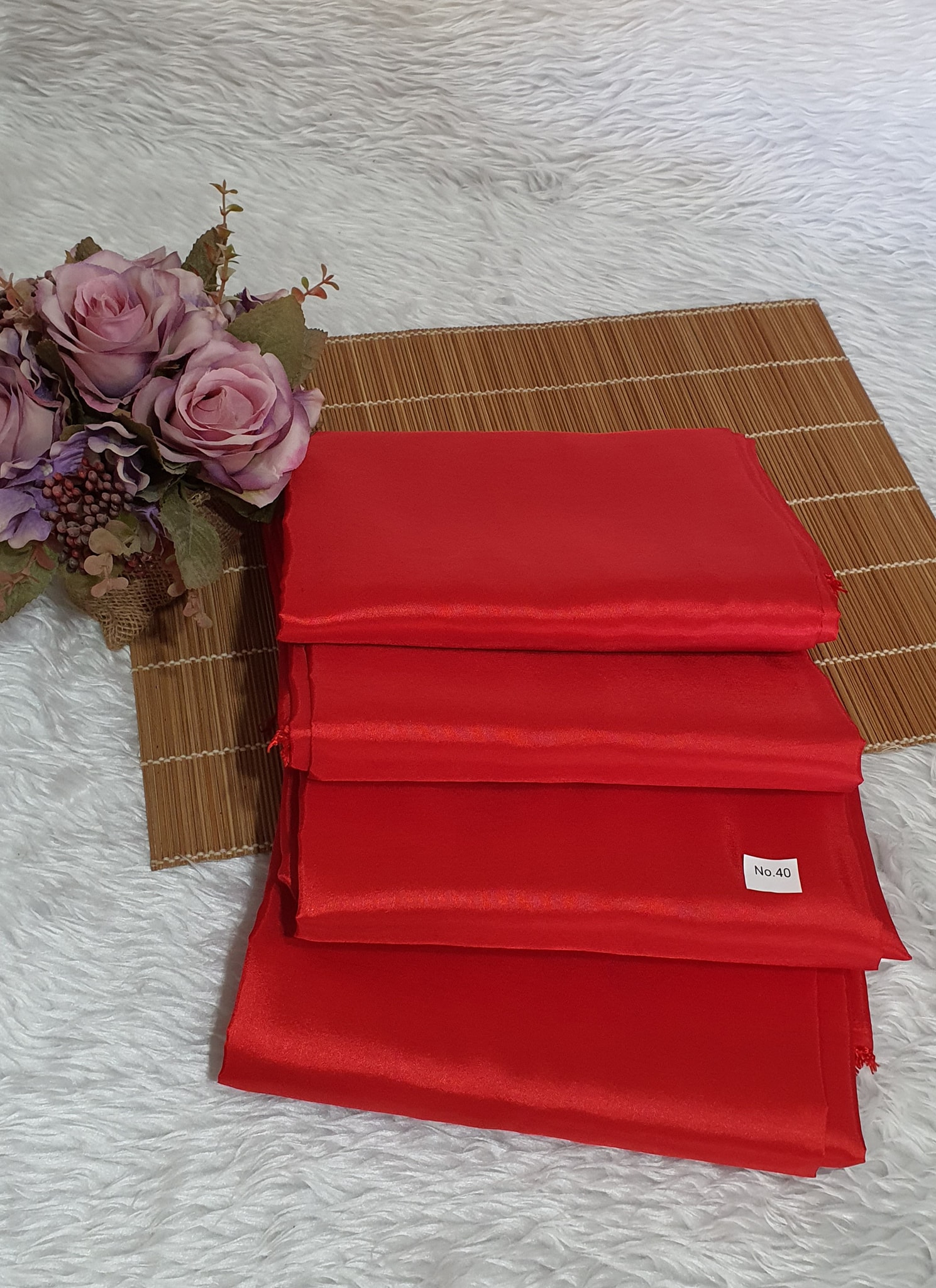 ผ้าไหมสังเคราะห์ทอเครื่องสีพื้น Plain Synthetic Silk