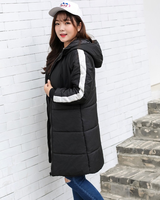 PreOrderคนอ้วน - เสื้อกันหนาวแฟชั่น ผ้าร่มบุนวมยาว สีดำ