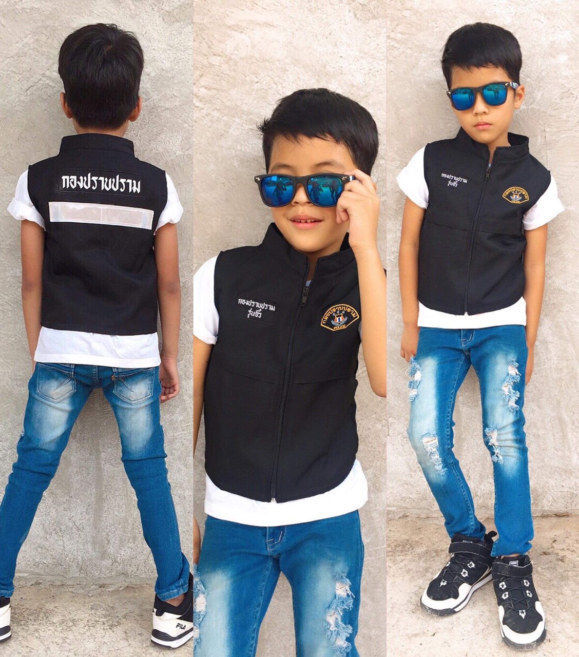 เสื้อกั๊กตำรวจกองปราบรุ่นจิ๋วชุดอาชีพในฝันสำหรับเด็ก