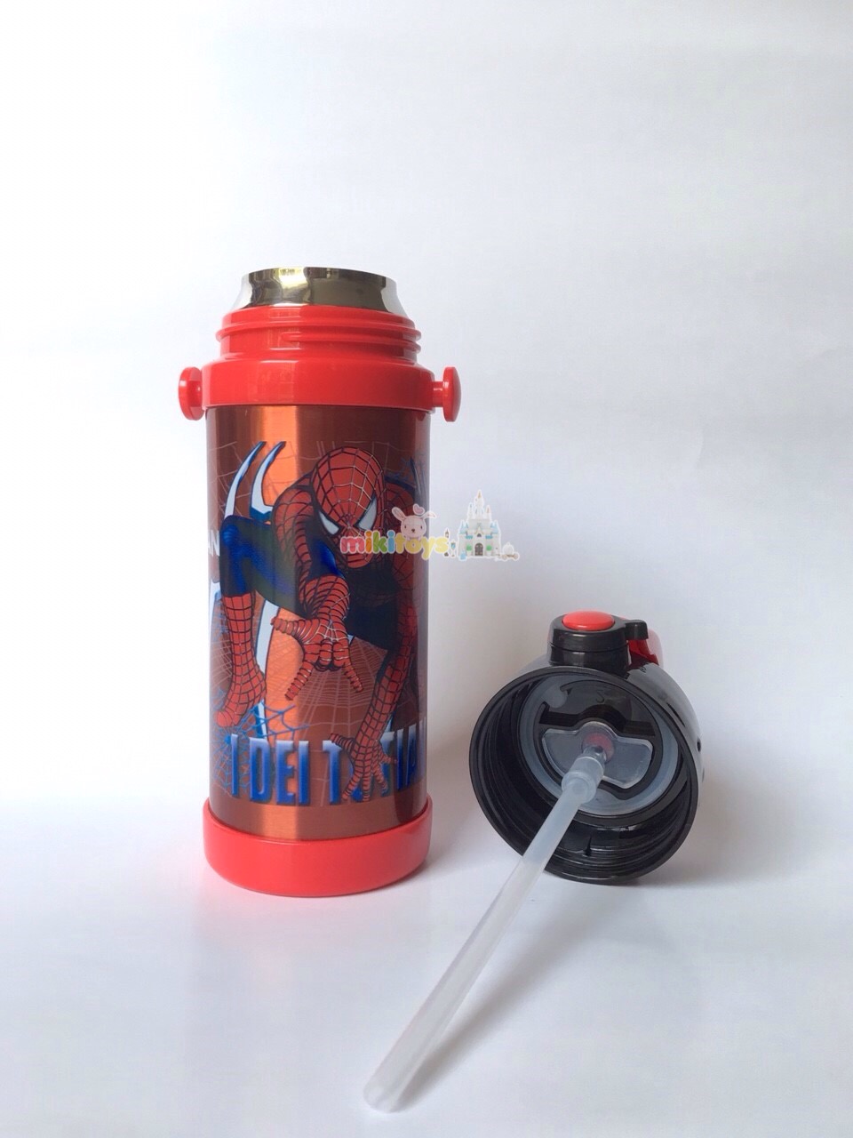 กระติกน้ำ สไปเดอร์แมน Spiderman สีแดง ขนาด350ml. รุ่นกดแล้วฝาเด้ง พร้อมตัวล็อค2ชั้น เก็บอุณหภูมิ