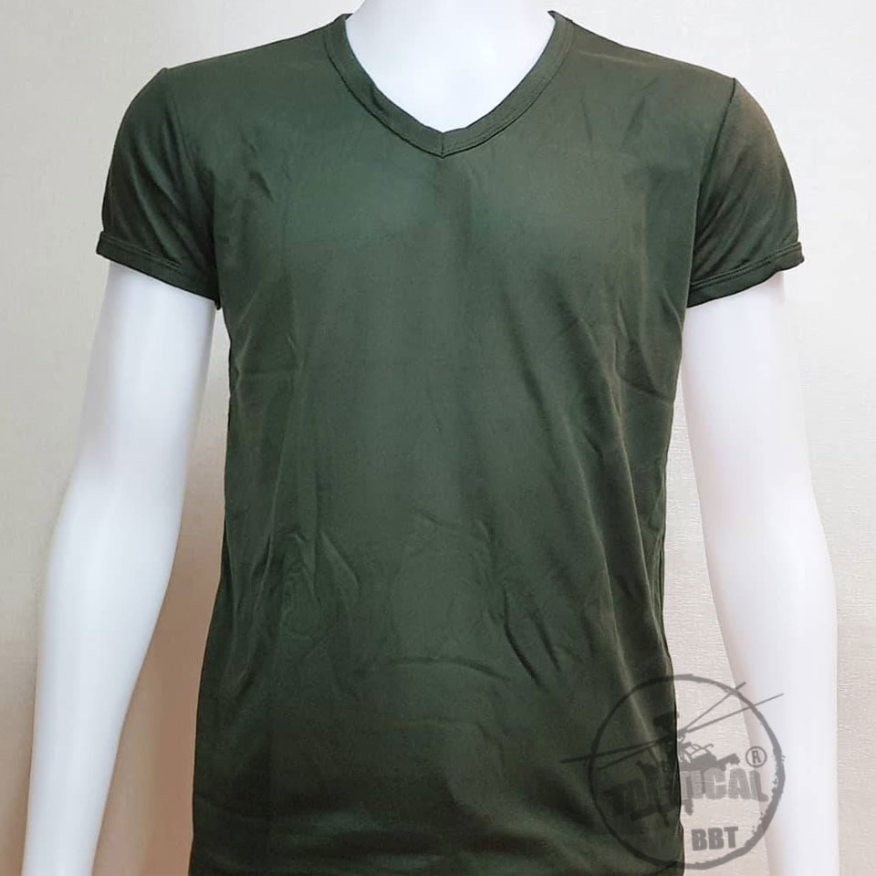 เสื้อยืดแขนสั้น คอวี ผ้า TC 5 สี (ดำ น้ำตาล เขียว กรมท่า ขาว)
