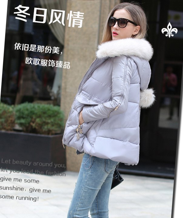 PreOrderคนอ้วน - เสื้อกันหนาวแฟชั่น ไซส์ใหญ่ คนอ้วน บุนวมหนา มีHood ขนเฟอร์ สี : เทาอ่อน / ดำ