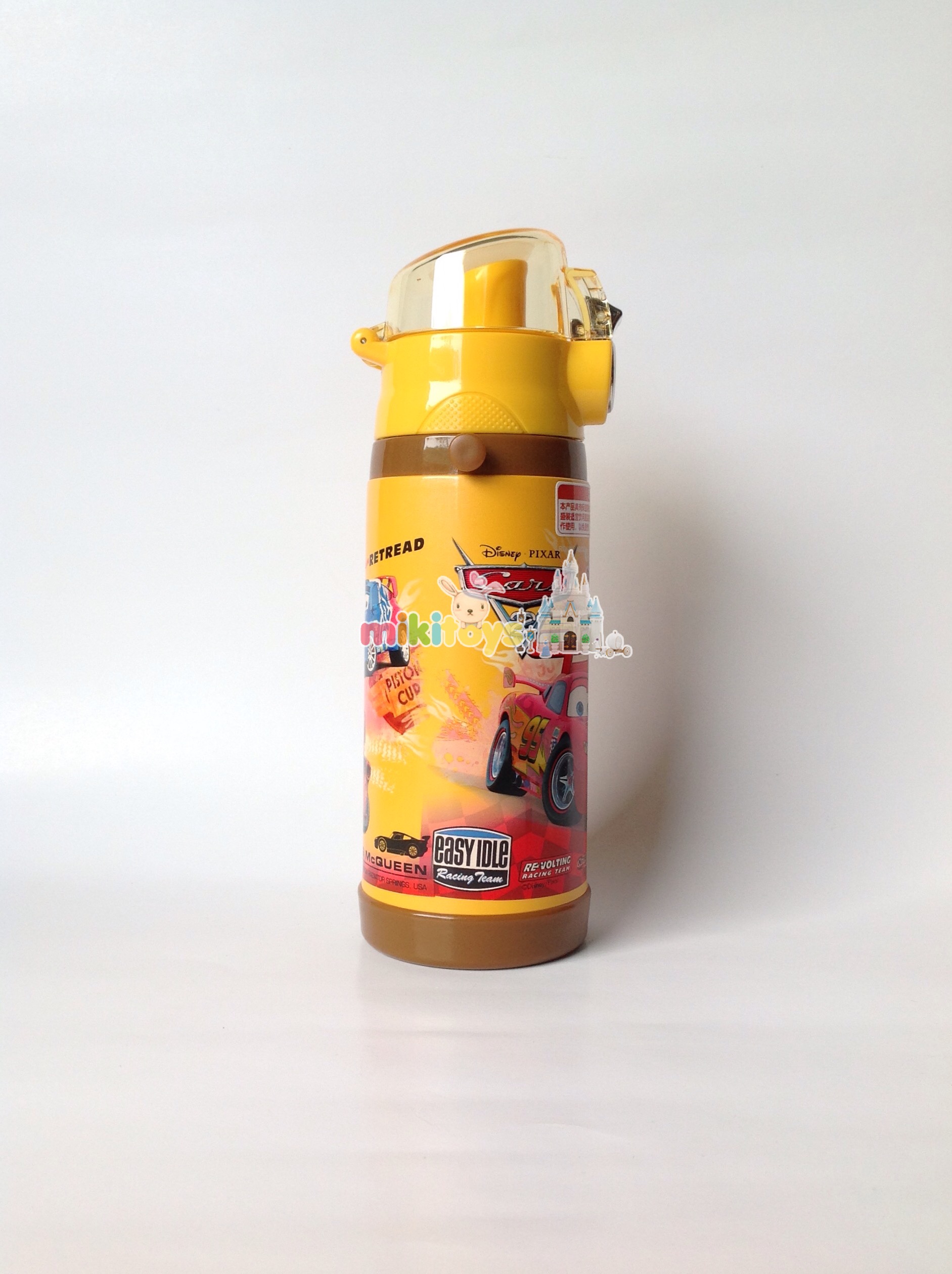 กระติกน้ำเก็บความเย็น รุ่นยกดื่ม คาร์ แมคควีน สีเหลือง Disney YELLOW Cars McQueen (1st to the finish) ระบบตัวล็อค2ชั้น