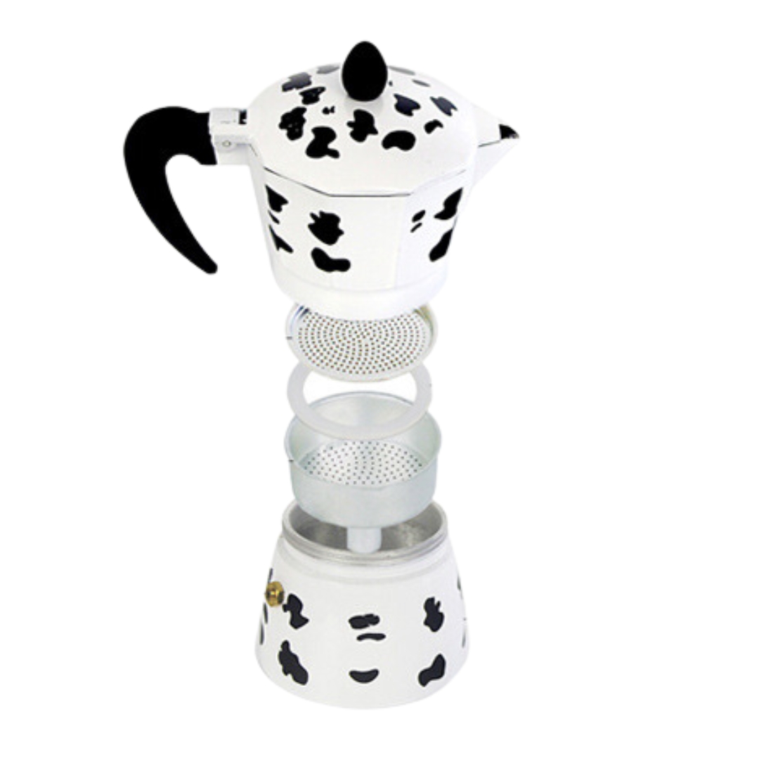 มอคค่าพอท moka pot กาต้มกาแฟ หม้อชงกาแฟ ขนาด 3 คัพ 150 ml ลายจุดดำ ลายวัว รหัส 1614-140