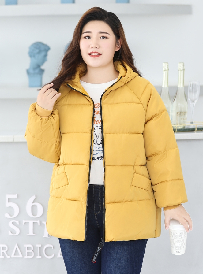 2324-0010 โค้ทกันหนาวไซส์ใหญ่ บุนวม มีHood (นางแบบ3XL) สี : ชมพู ดำ แดง เหลือง ฟ้า