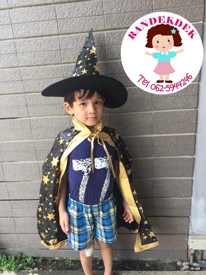 ชุดแฟนซี พ่อมดน้อย แม่มดน้อย ชุดฮาโลวีน ในเซตมีผ้าคลุมพร้อมหมวกเข้าชุดน่ารักมาก