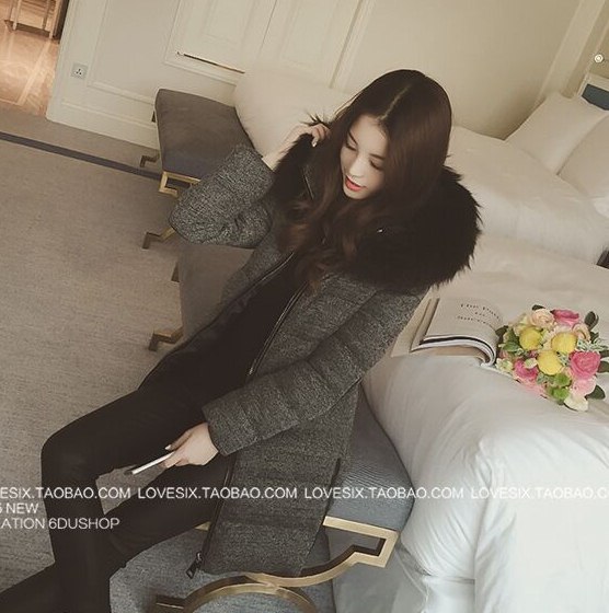 PreOrderคนอ้วน - เสื้อกันหนาวแฟชั่น ไซส์ใหญ่ คนอ้วน ผ้าฝ้าย บุนวม สีเทาดำ มีHood ขนเฟอร์