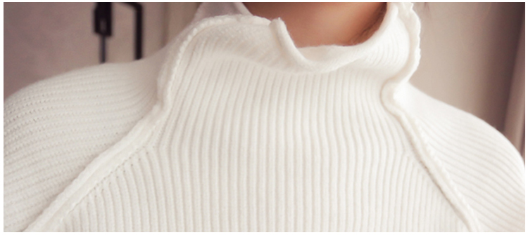 PreOrderคนอ้วน - เสื้อไหมพรมกันหนาว คอสูง ยืดได้อีก สี : ขาว / น้ำเงิน