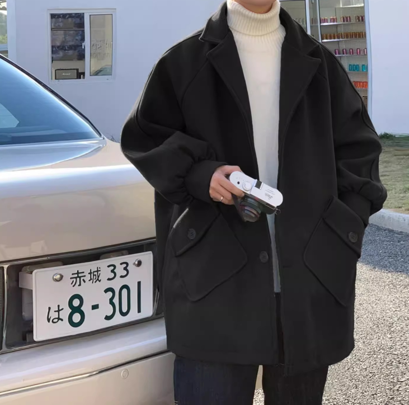 M2324-0004 โค้ทวูลของผู้ชาย ยาวกำลังดี